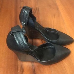 Black ankle strap wedges